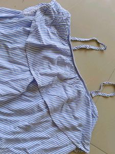 Blue &amp; White Striped Off-Shoulder Dress