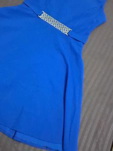 Chic Blue Sleeveless Belted Dress
