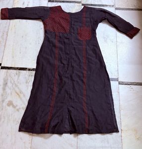 black embroidered kurta
