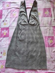 Plaid Plunge Neck Dress