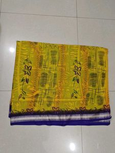 Vibrant Yellow Floral Print Saree