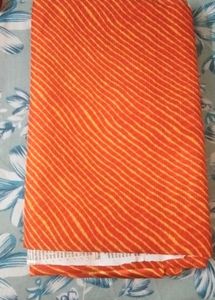 Orange Striped Leheria Georgette Saree
