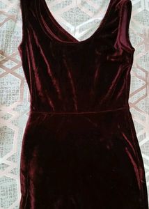 Elegant Burgundy Velvet Dress