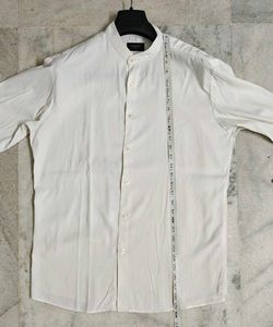 Men's White Band Collar Shirt