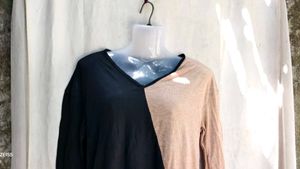 Color Block V-Neck Long Sleeve Top