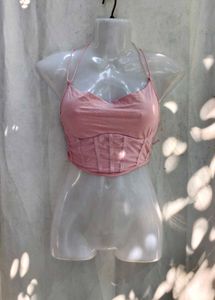 211110. Pink Corset Style Halter Top