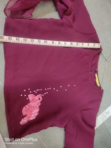 Maroon Sheer Sleeve Blouse