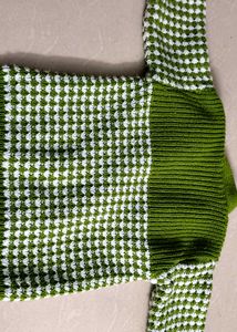 Green &amp; White Knit Cardigan