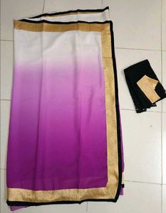Golden Border Saree With Blouse Piece