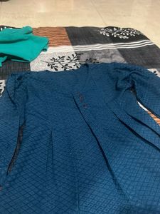 Teal Textured Kurta
