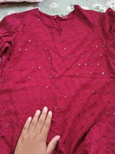 Embellished Red Kurta