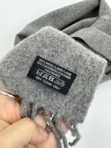 YSL Silver Grey Logo Embroidered Wool X Cashmere