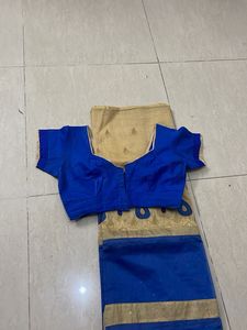 Elegant Blue and Gold Saree with blouse