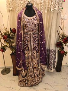 Exquisite Embellished Purple Kurta Set