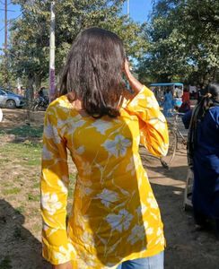 Yellow Floral Kurta Top