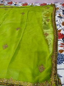Lime Green beautiful Saree