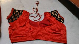 Red &amp; Black Saree With Blouse