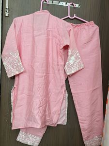 Pink Embroidered branded Kurta Set