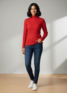 Red Turtleneck Top