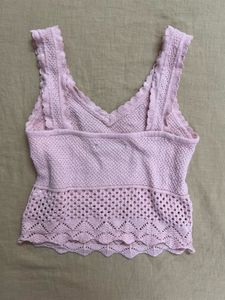 Pink Knit Cropped Tank Top