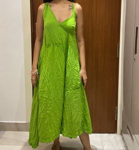Green Crinkled Summer Dress
