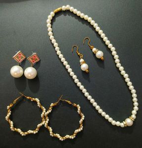4-Piece Elegant Pearl Necklace & Earrings Combo