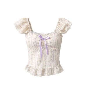 Floral Corset Top with Ribbon Detail