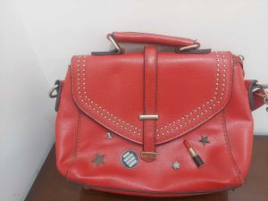 Vibrant Red Studded Handbag