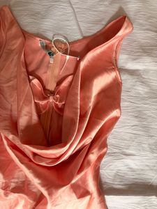 Satin Cowl Neck Mini Dress