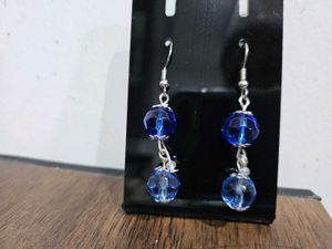 Blue Beaded Drop Earrings and Bracelet set