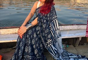 KALINI Pure Cotton Block Print Saree