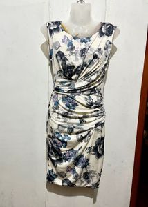 Length-35,,Elegant Floral Ruched Sheath Dress