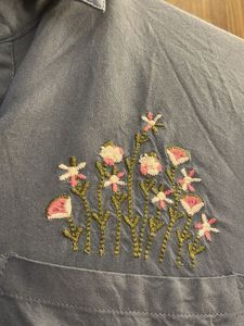westside Embroidered Grey Tunic Top