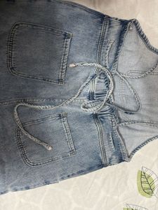 Light Wash Baggy Denim Overalls/dungarees