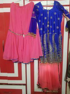 Women's Net Semi-stitched Garara Suit