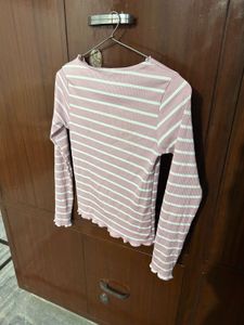 Pink Striped Long Sleeve Top