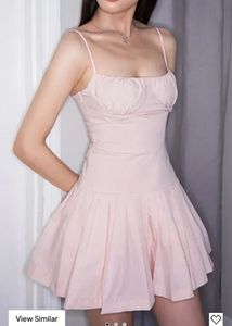 Newme light pink pleated micro mini dress