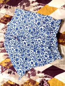Cool blue and white printed shorts for women