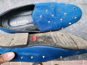 Party Wear Blue Velvet Slip Ons