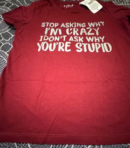 SHEIN Slogan Graphic Tee - Burgundy Red