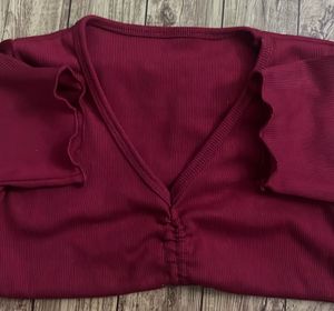 Chic Ruched V-Neck Top
