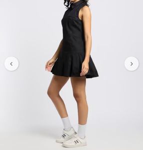 Sleeveless Black Pleated Mini Dress