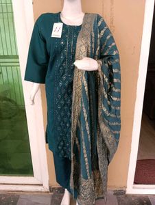 Beautiful Teal Kurta Set with Dupatta