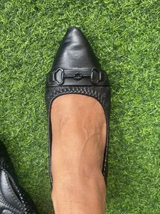 Black Leather Comfort Heels