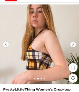 Yellow Plaid Halter Neck Crop Top