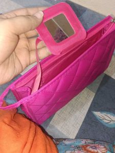 Hot Pink Quilted Pouch