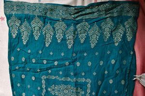 Elegant Teal Kurti with Golden Weave