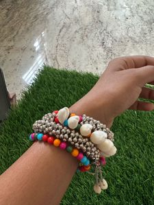 Boho Beaded &amp; Seashell Bracelet Set