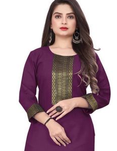 Elegant Purple Kurta with Gold Embellishments
