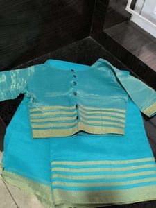 Teal &amp; Gold Saree